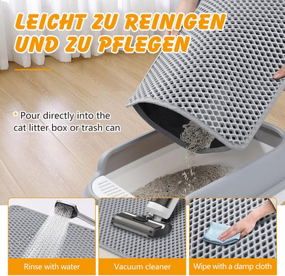 Side perspective showing the dual layer pocket design of the Ondware pet trapping mat