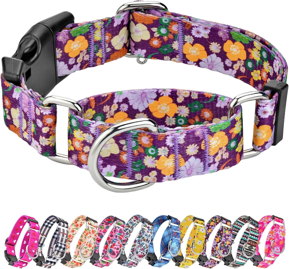 Hikiko high density nylon martingale collar for small medium large dogs.