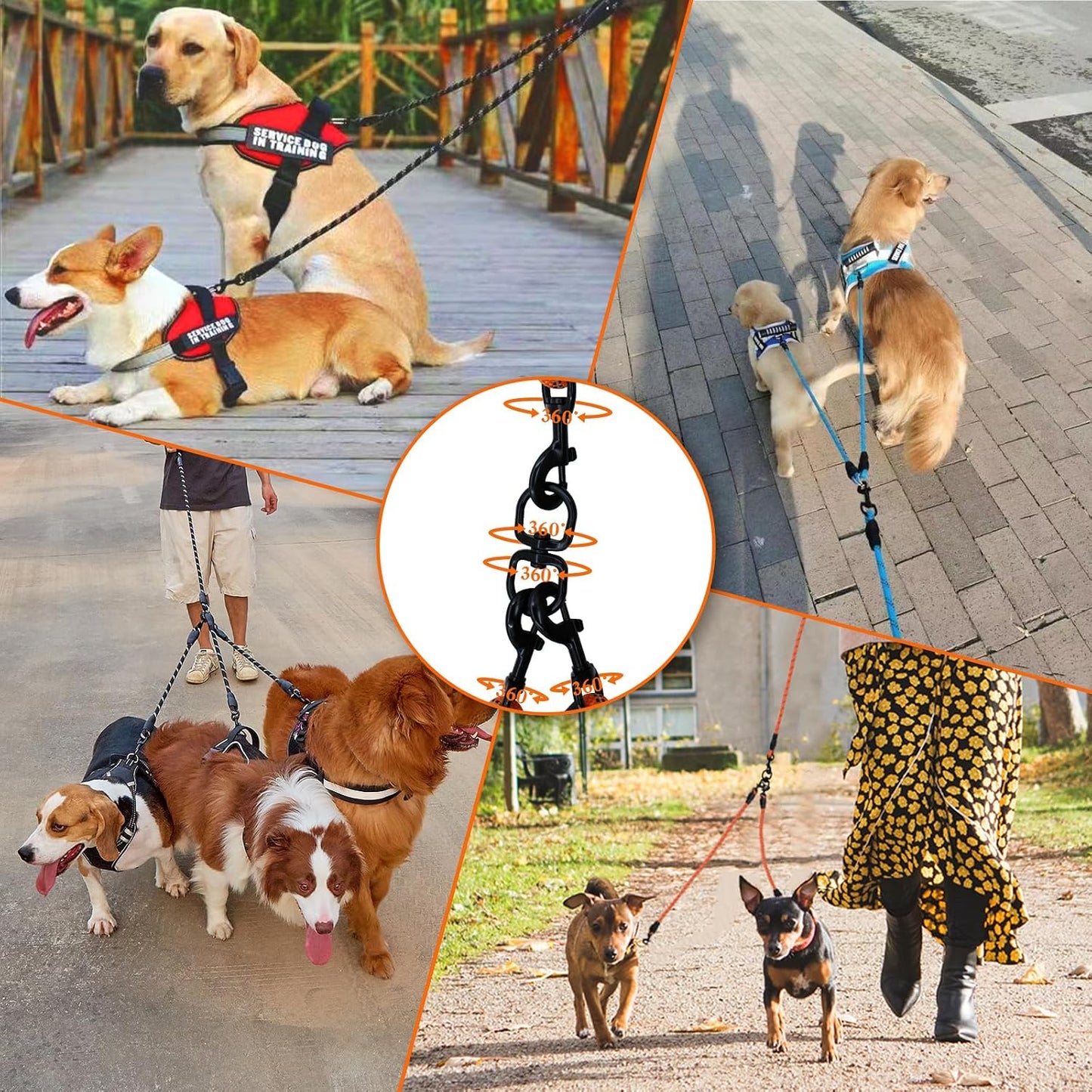 Luck Dawn heavy duty multiple dog lead durable pet walking gear