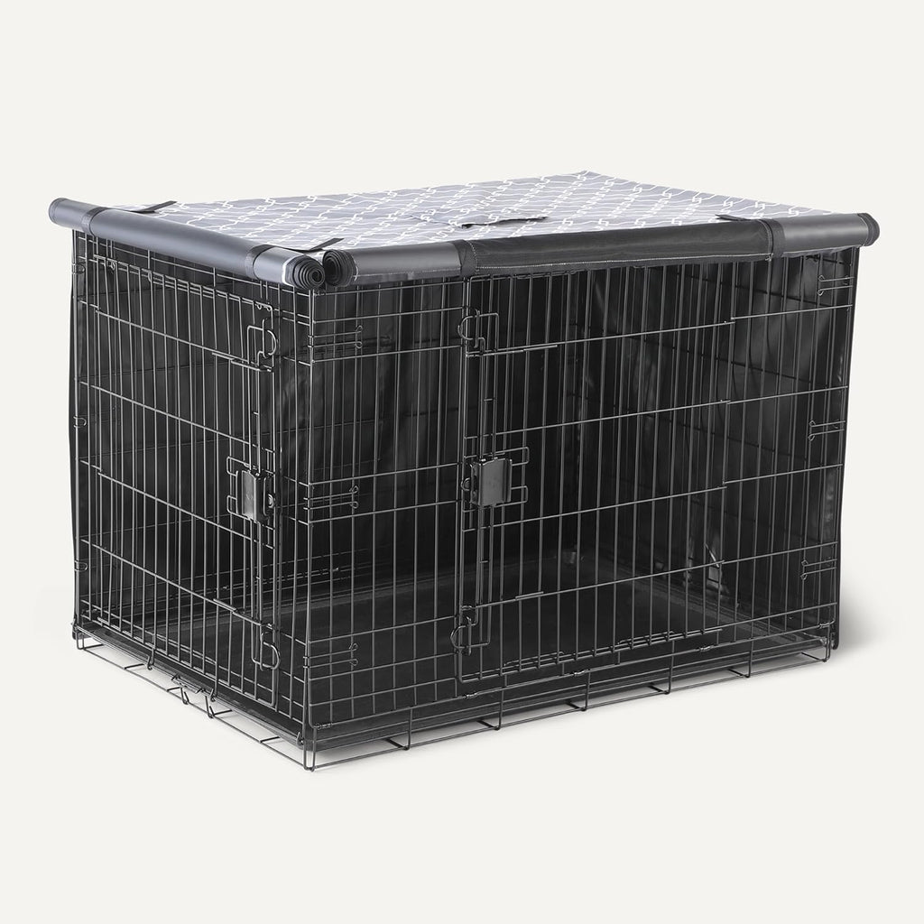 Premium 42 inch kennel cover showing den like privacy setup