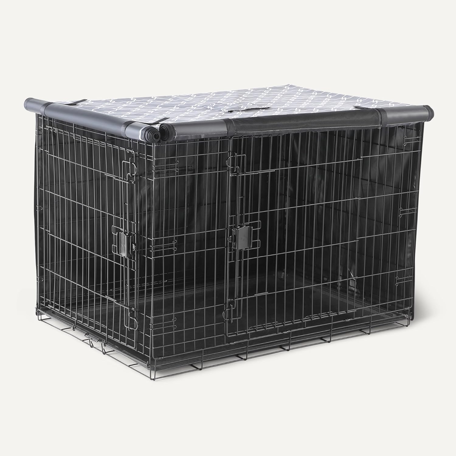 Premium 42 inch kennel cover showing den like privacy setup