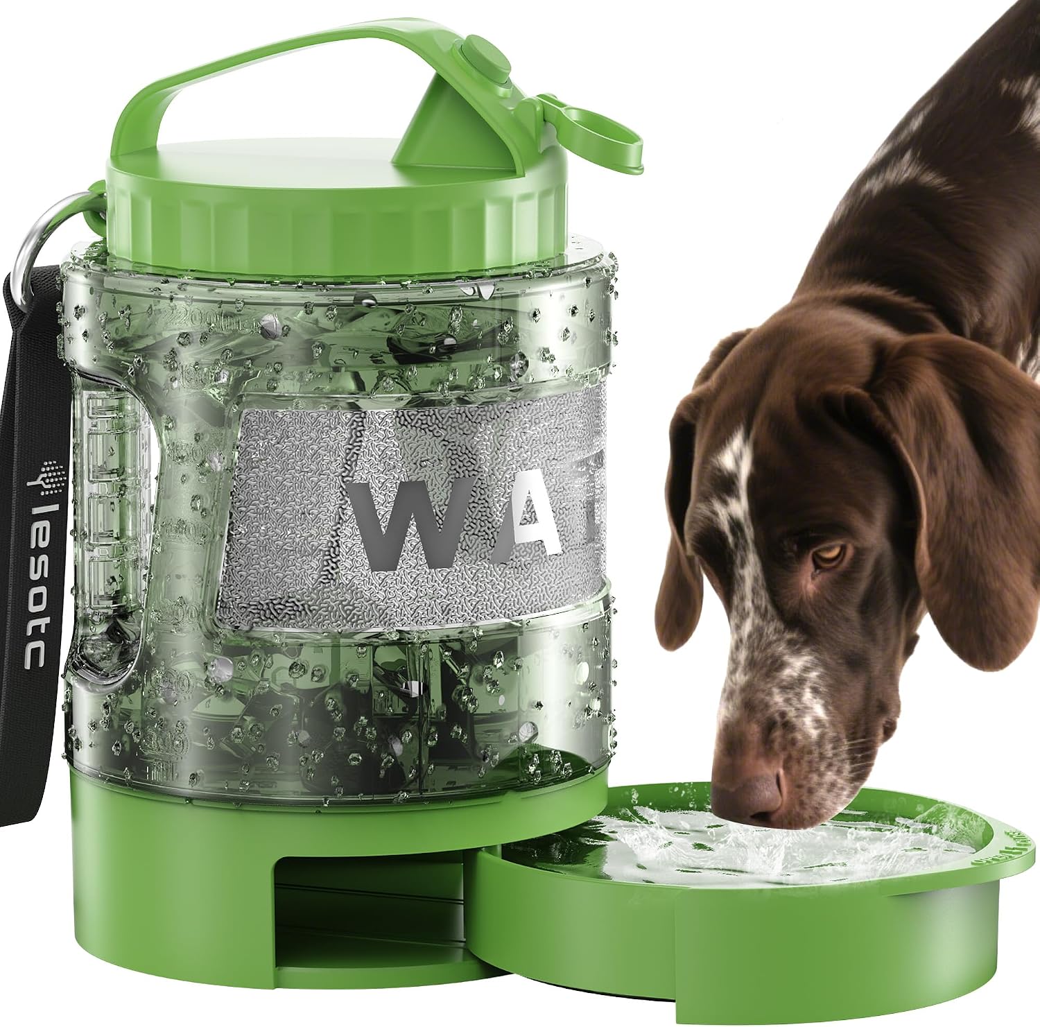lesotc Portable Dog Water Bowl Dispenser - 77oz Travel Water Bottle with Pop-Out Drinking Bowl, No-Spill Design for Camping, Hiking & Car Rides - Keep Your Dog Hydrated Anywhere, Black - Image 9