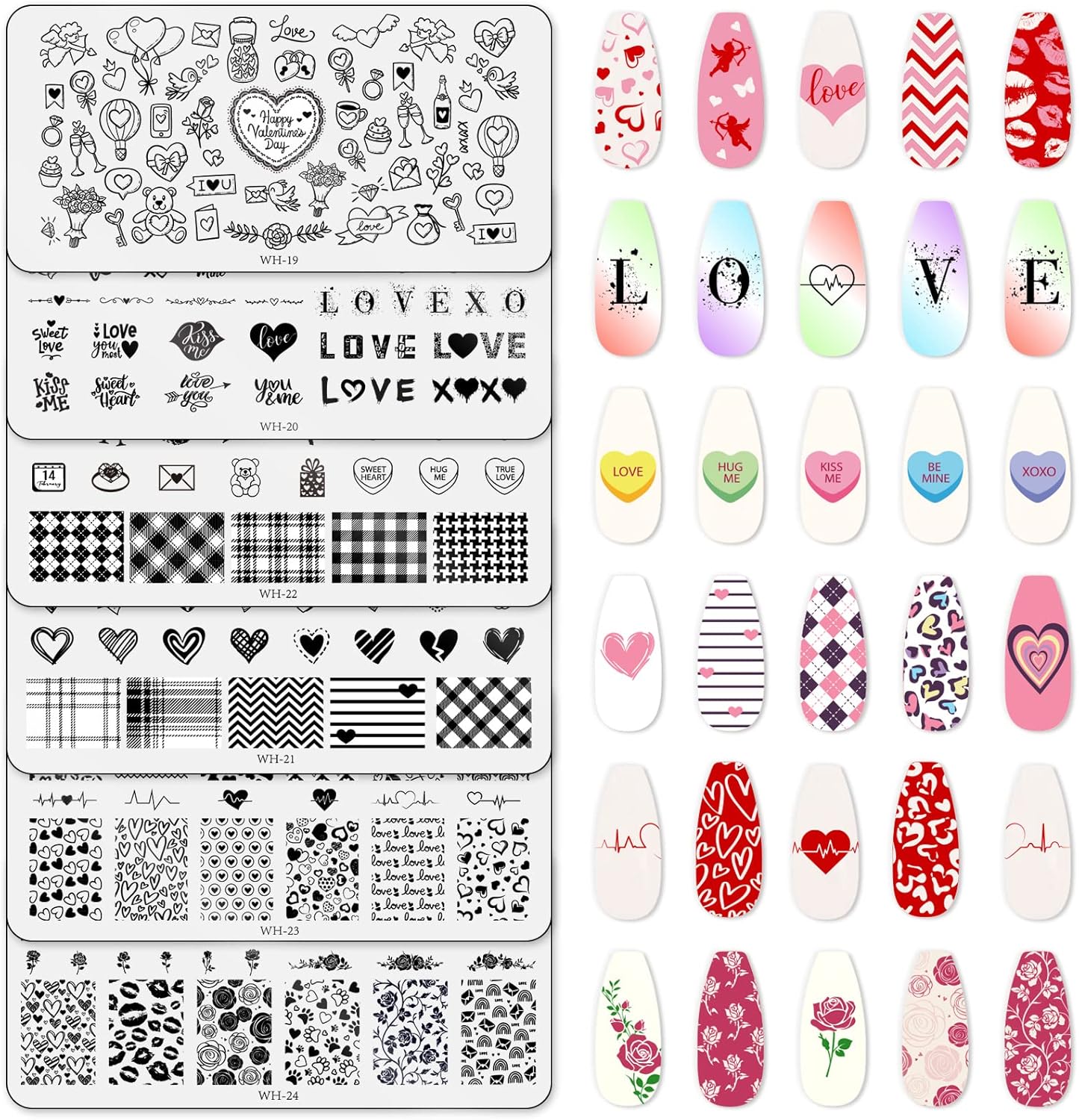 Whaline Valentine Day nail art stamping plates kit front view