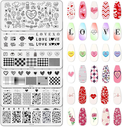 Whaline Valentine Day nail art stamping plates kit front view