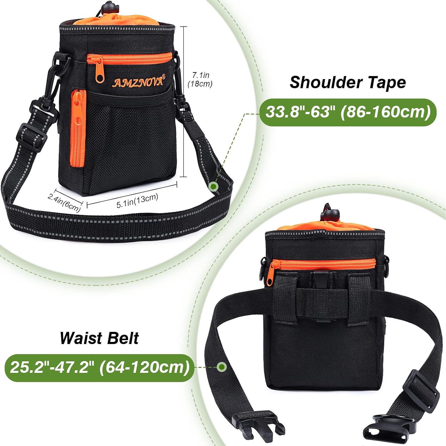 AMZNOVA pet training bag showing built in poop bag dispenser