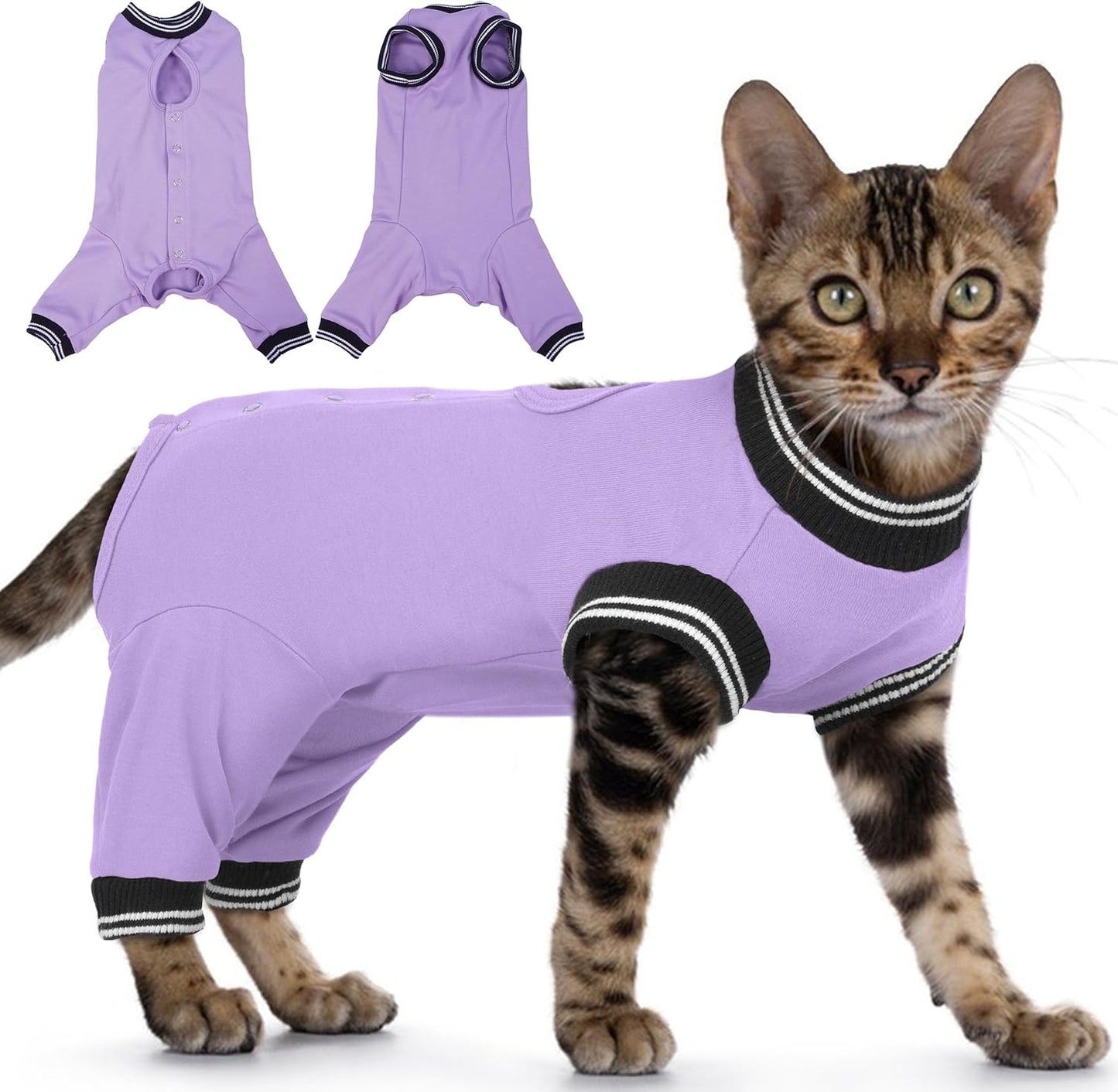 PUMYPOREITY cat medical recovery garment showing rear litter box opening