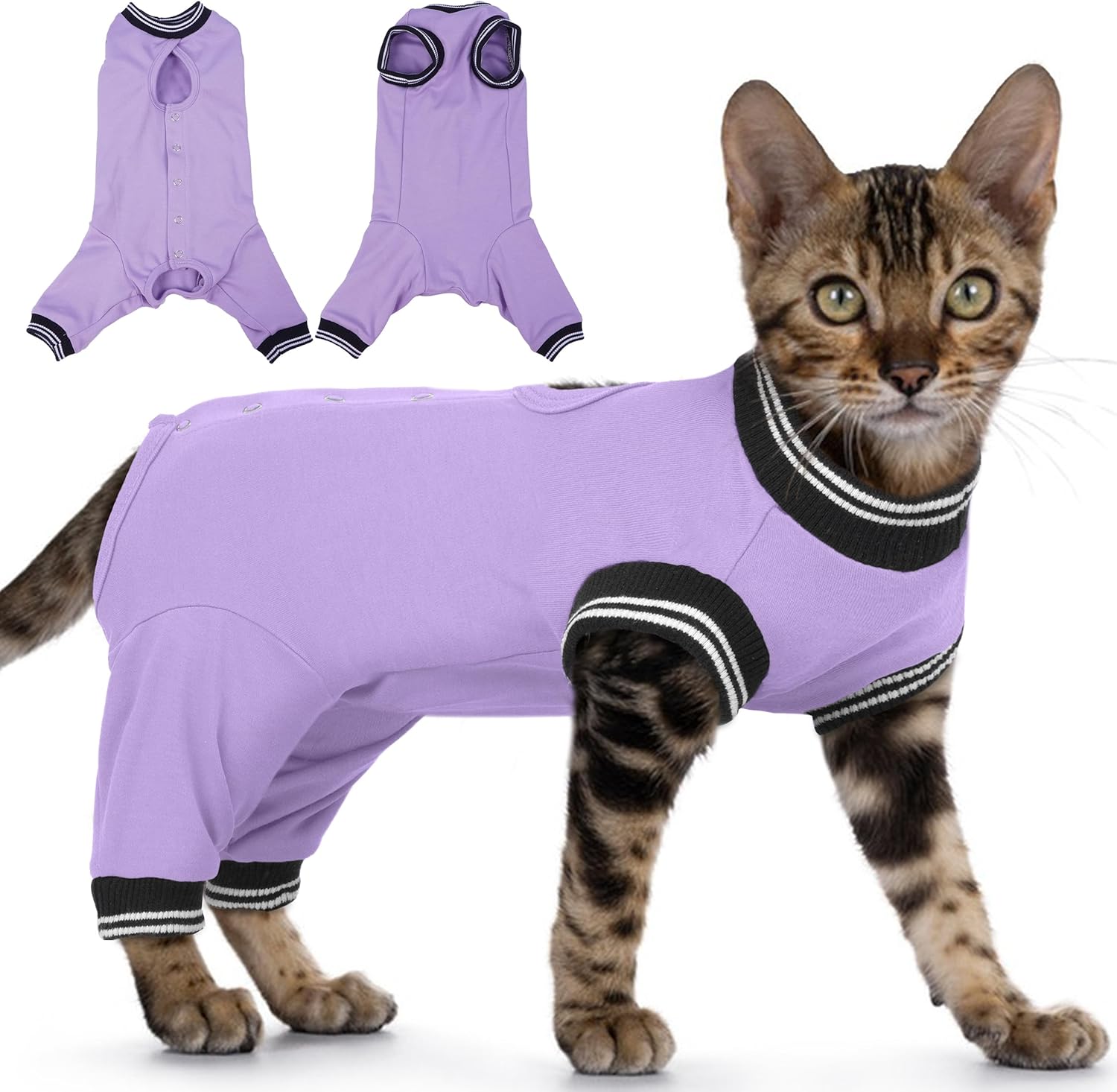 PUMYPOREITY cat medical recovery garment showing rear litter box opening