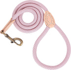 Mile High Life climbing rope dog leash pink front view showcasing the durable braided nylon structure
