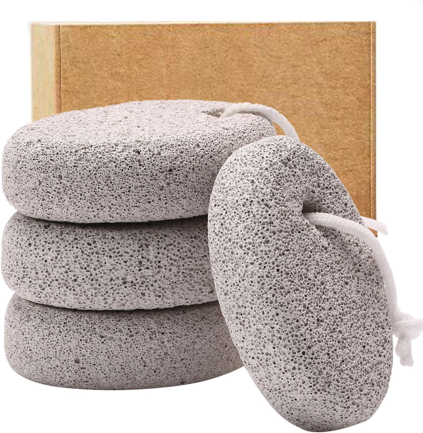 Borogo natural pumice stone 4-pack front view for foot care