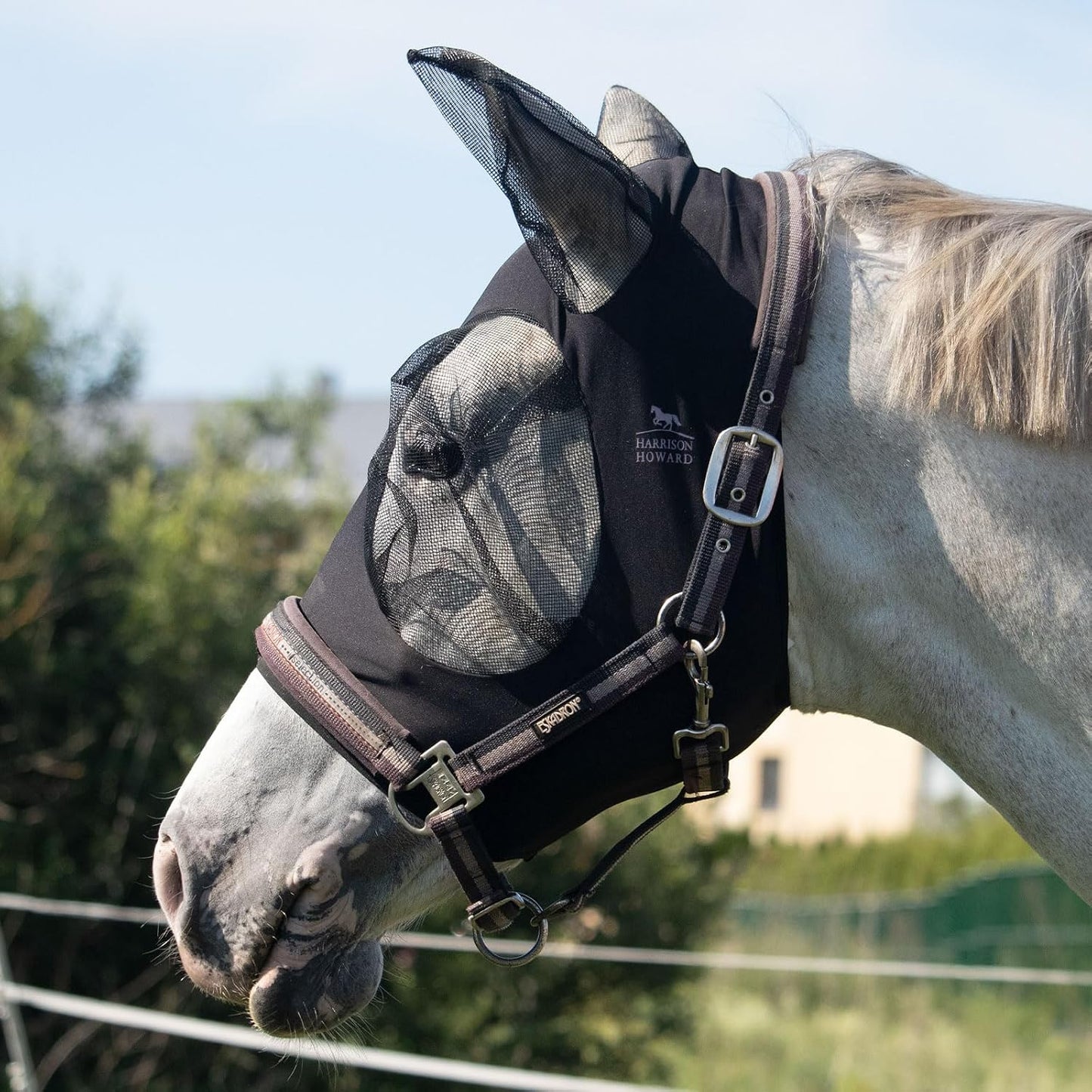 Harrison Howard Super Comfort Stretchy Fly Mask Large Eye Space with UV Protection Soft on Skin with Breathability Navy Blue L Full Size - Image 13