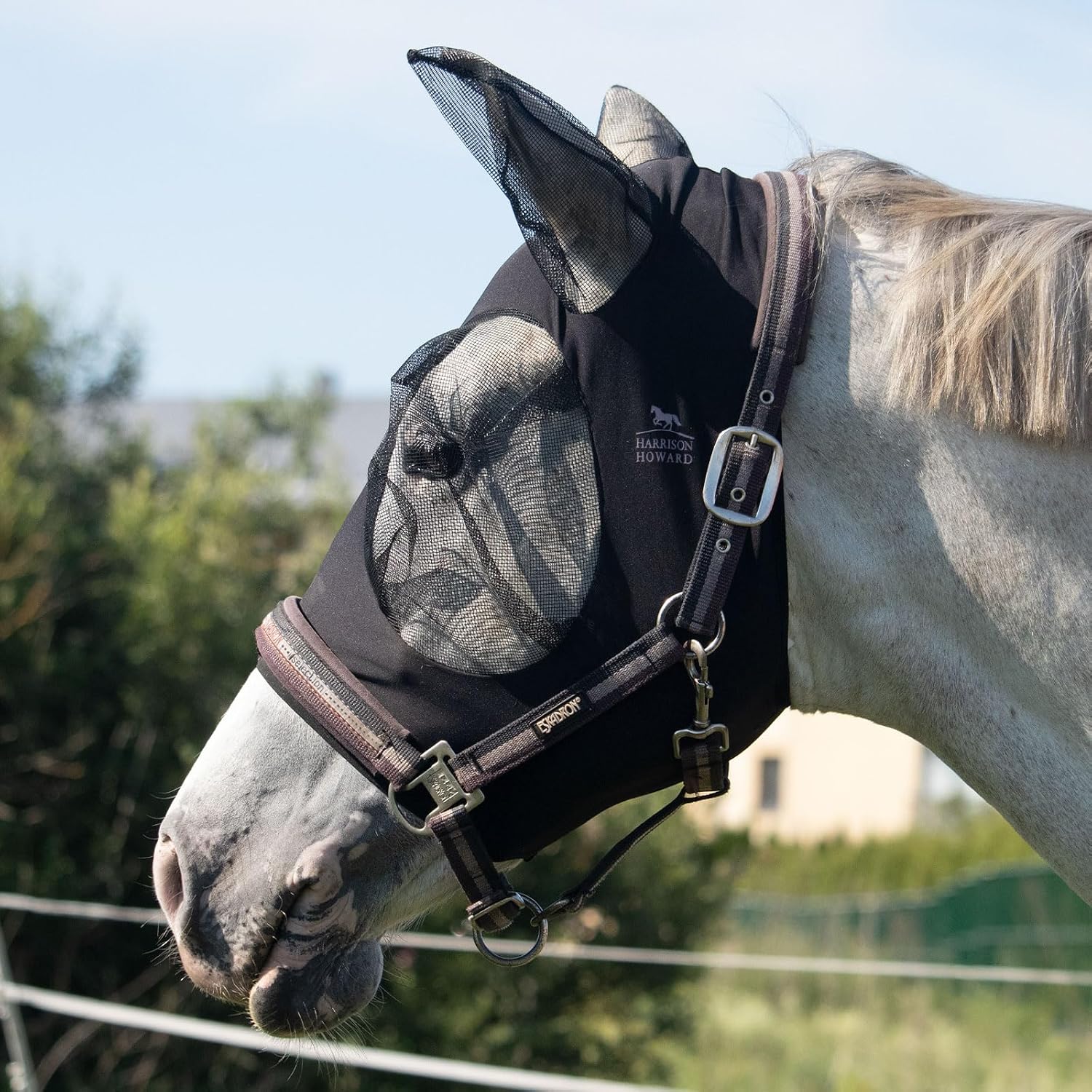 Harrison Howard Super Comfort Stretchy Fly Mask Large Eye Space with UV Protection Soft on Skin with Breathability Navy Blue L Full Size - Image 13