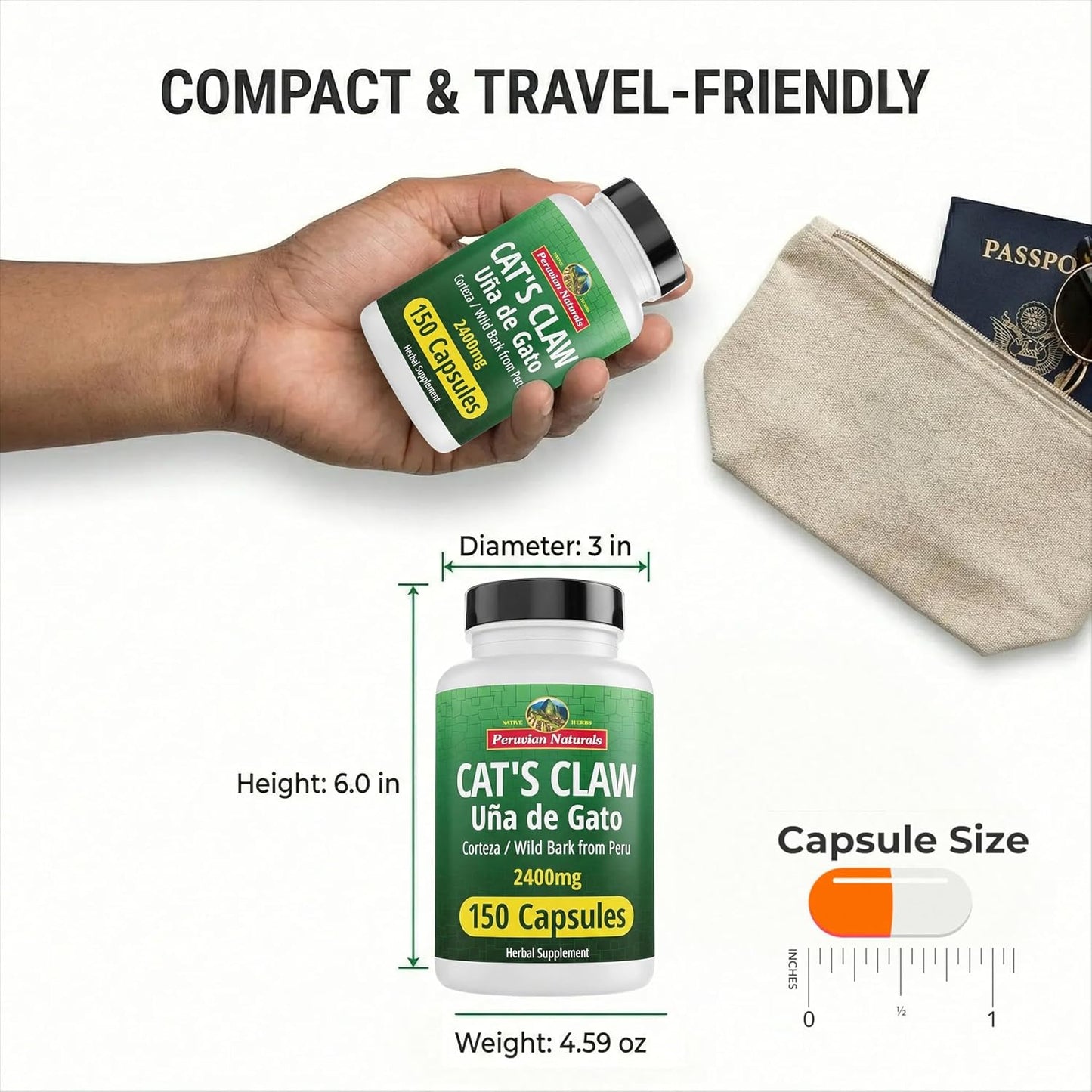 Authentic Amazonian Uncaria tomentosa bark extract dietary supplement bottle