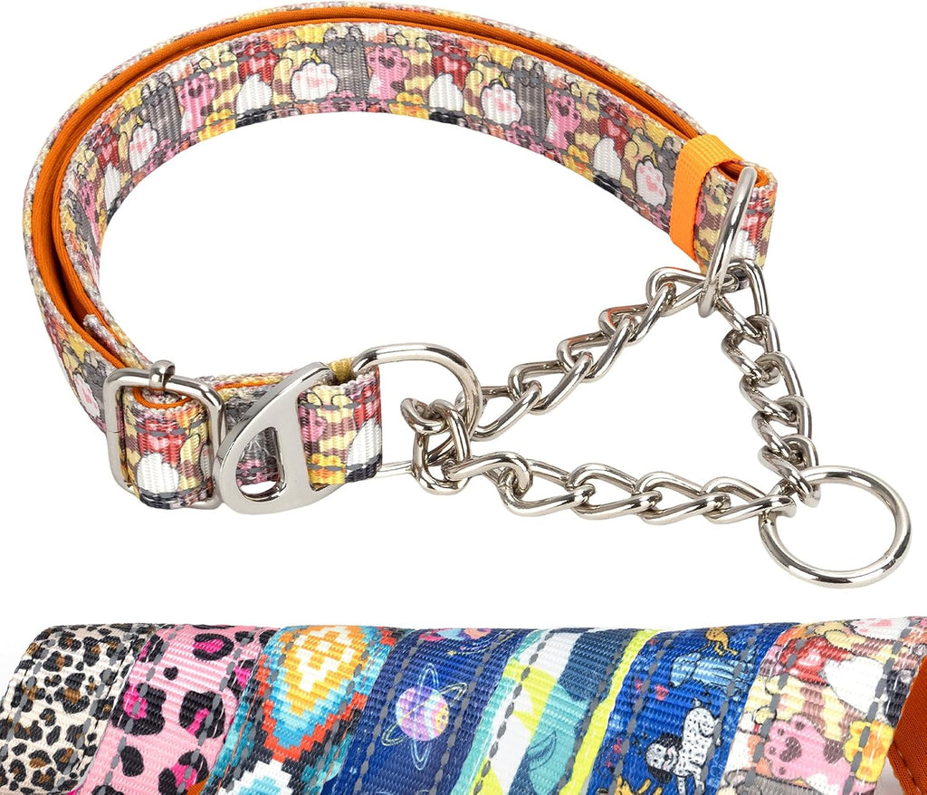 Martingale Dog Collar with Steel Chain, Reflective Choke Collar with Soft Padded- Adjustable No Pull with Bohemia Flower for Training Large Dogs Pet Collars for WalkingL - Image 15