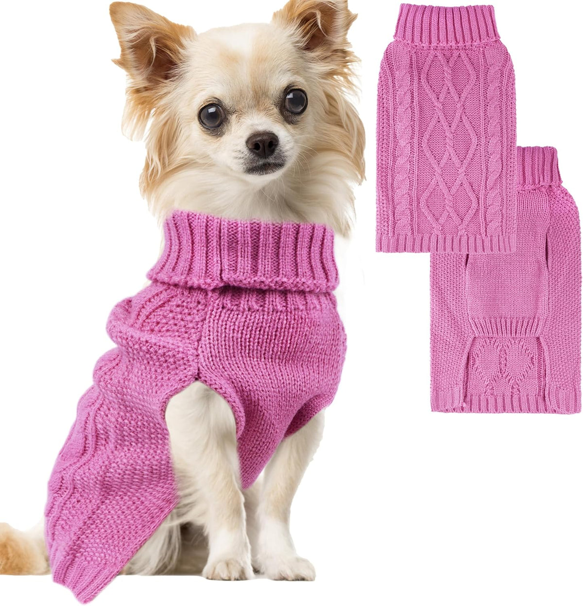 Dog Sweaters for Small Dogs XS Dog Sweater Winter Dog Clothes Boy Chihuahua Yorkie Sweater Warm Pet Clothes Knitted Solid Puppy Sweater Cat Sweater Doggy Turtleneck for Cold Weather (Blue, X-Small) - Image 10