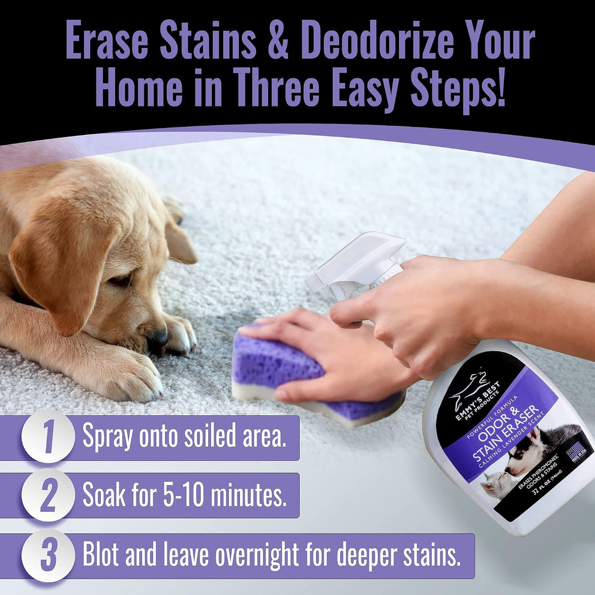 Authentic Emmy's Best pet products lavender scent urine odor remover
