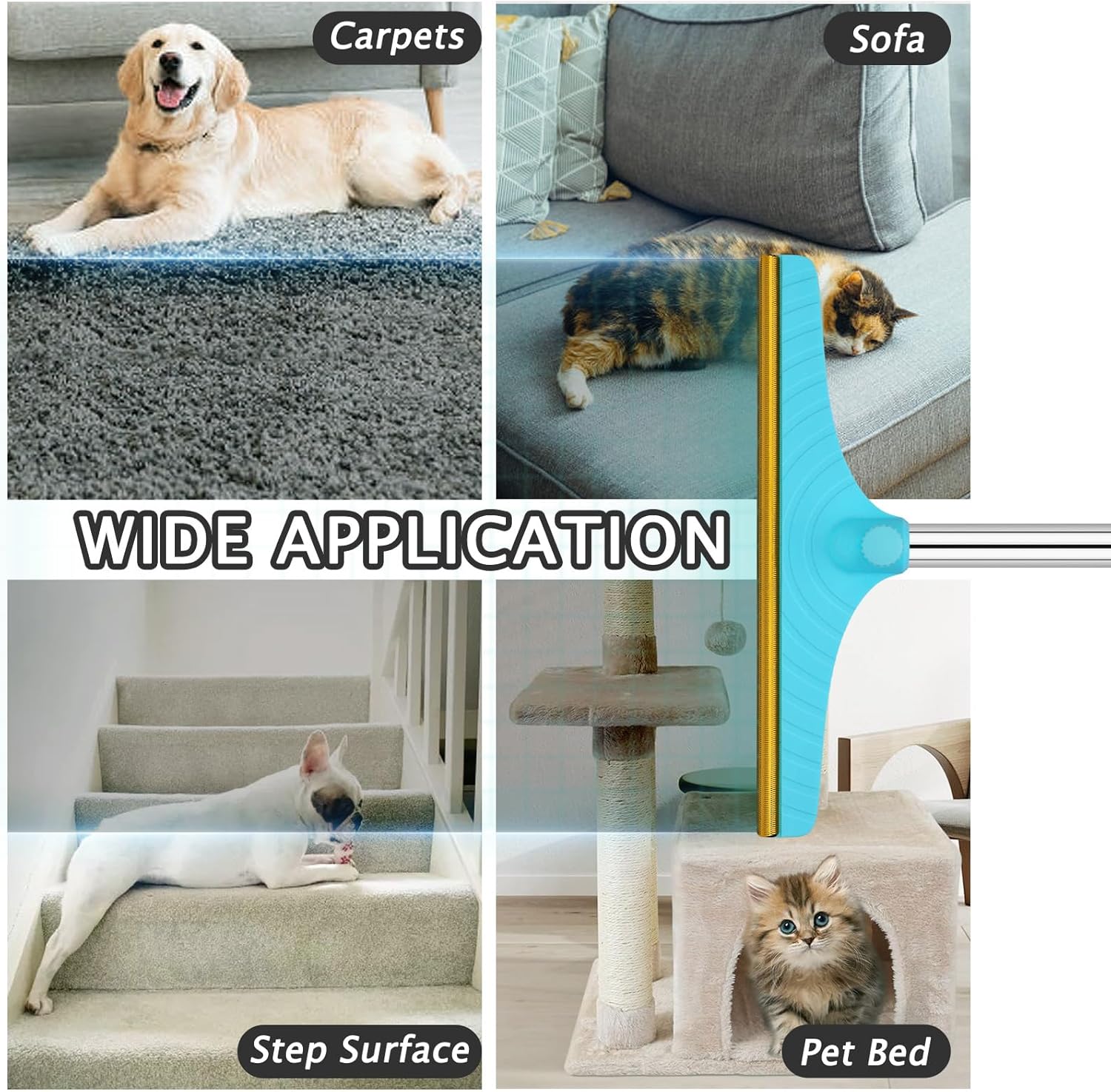 Eaersan carpet rake cleaning pet hair from rug