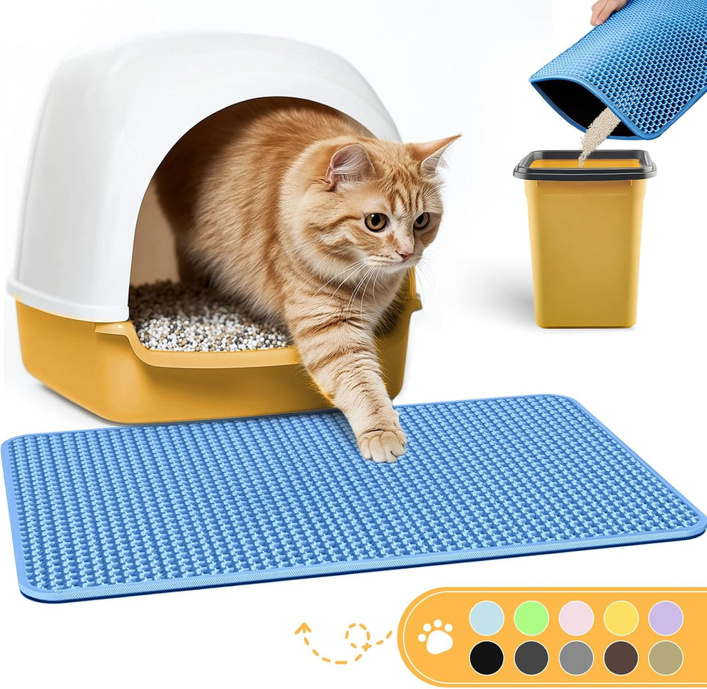 Cat Litter Mat - 23.2'' x 14.6'' Small Litter Trapping Mat, Easy to Clean Litter Box Mat, Waterproof, Urine-Proof, Non-Slip, Cat Toilet Training Systems Accessories, Grey - Image 13