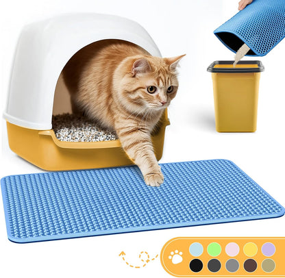 Cat Litter Mat - 23.2'' x 14.6'' Small Litter Trapping Mat, Easy to Clean Litter Box Mat, Waterproof, Urine-Proof, Non-Slip, Cat Toilet Training Systems Accessories, Grey - Image 13