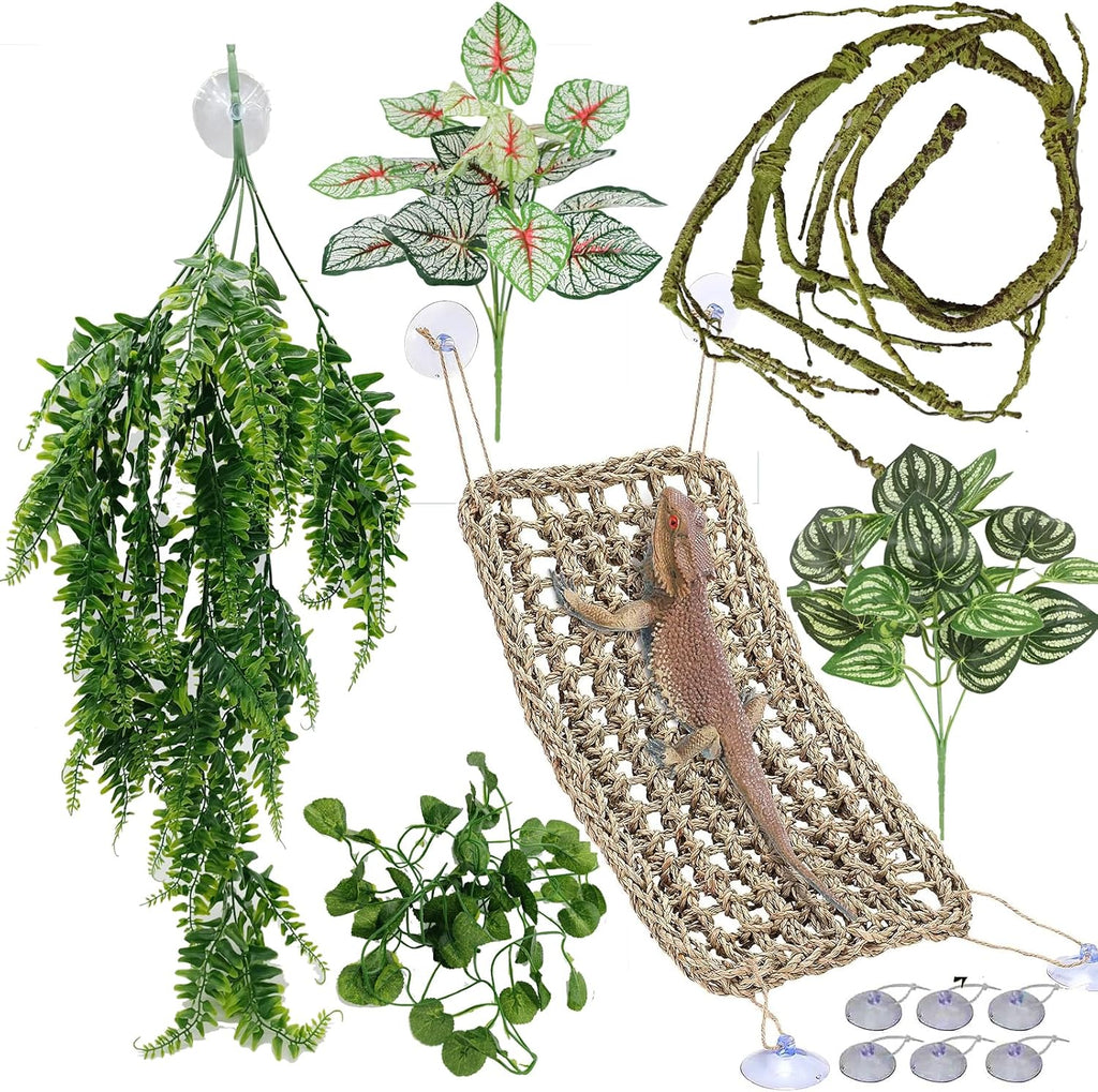 Reptile Plants for Bearded Dragon Tank Accessories, Terrarium Plant Artificial Decor for Snake Cage, Fake Plant for Leopard Gecko Habitat, Lizard Chameleon Ball Pythons (Group BN) - Image 10