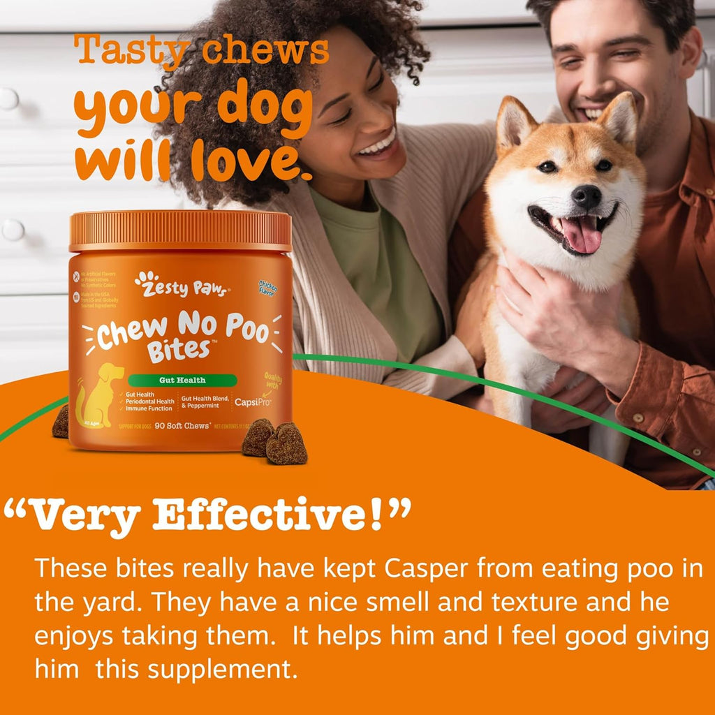 Zesty Paws Chew No Poo Bites 90 count jar