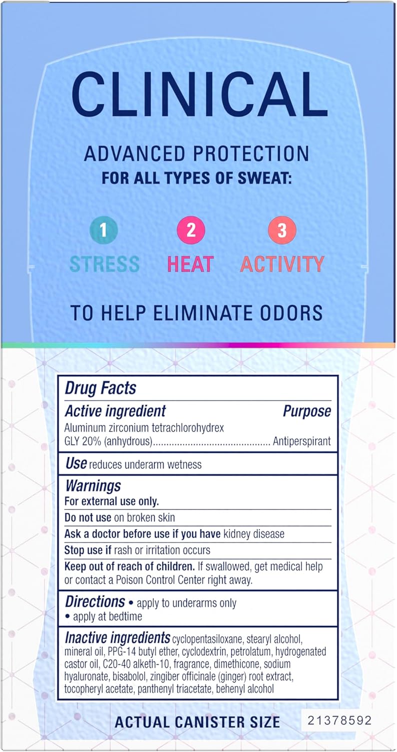 Secret Clinical Strength 100HR Sweat & Odor, Invisible Solid Antiperspirant Deodorant for Women, 3X Stress Protection with Hyaluronic Acid, PH Balancing, Completely Clean Scent, 1.6 oz - Image 11