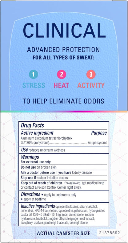 Secret Clinical Strength 100HR Sweat & Odor, Invisible Solid Antiperspirant Deodorant for Women, 3X Stress Protection with Hyaluronic Acid, PH Balancing, Completely Clean Scent, 1.6 oz - Image 11
