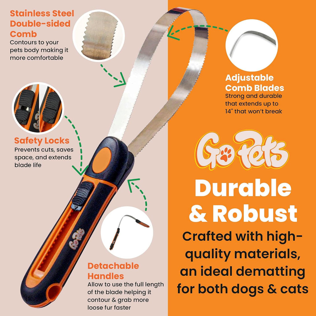 Ergonomic rubberized handle grip on GoPets pet brush