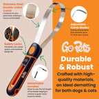 Ergonomic rubberized handle grip on GoPets pet brush
