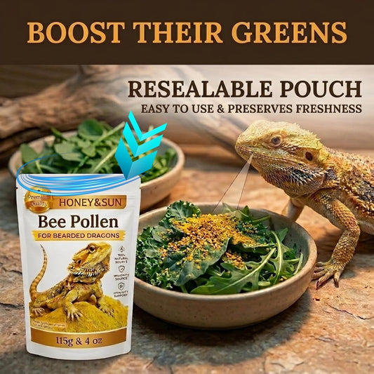 Honey and Sun reptile bee pollen powder container label