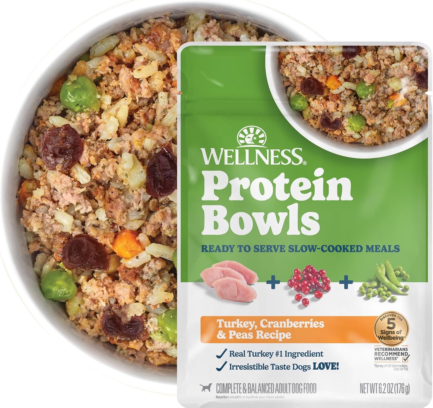 Wellness Protein Bowls Variety Pack Adult Wet Dog Food, Fresh Alternative, Wholesome Grains, Natural, Chicken Recipes, 6.2 oz, Pack of 6 Pouches - Image 14