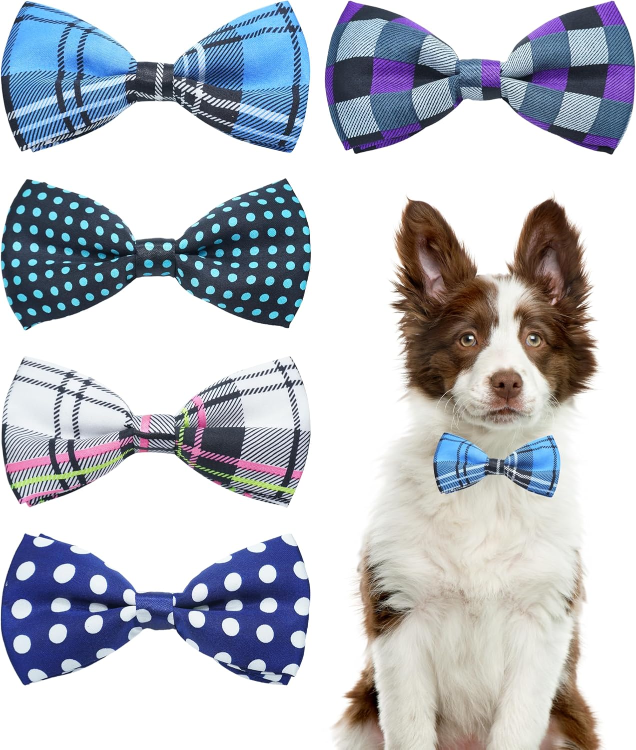 PET SHOW 12 Colors Plain Small Dogs Collar Embellishment Attachment Bow Ties Puppies Cats Collar Charms Accessories Slides Bowties for Birthday Wedding Parties Assorted Pack of 12 - Image 10