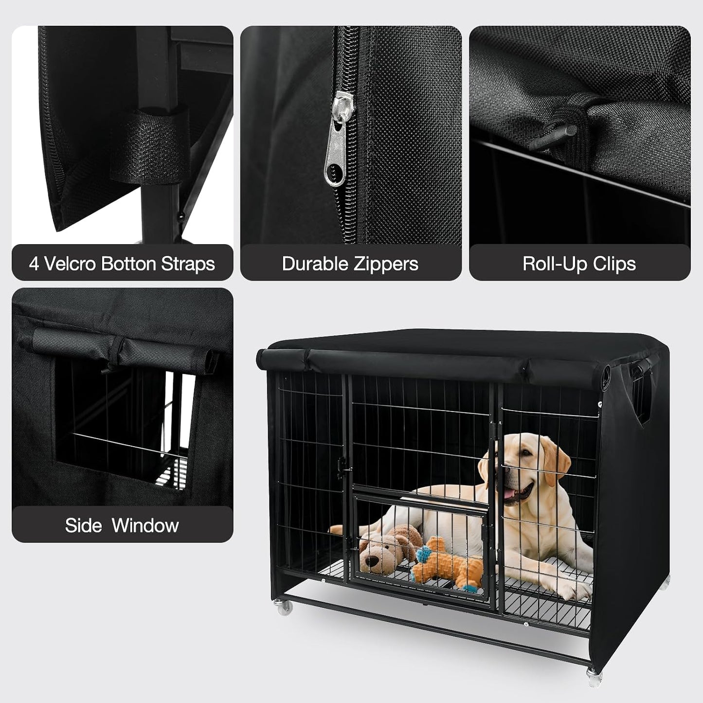 VURIVO heavy duty dog cage cover fabric close up highlighting the durable scratch resistant material