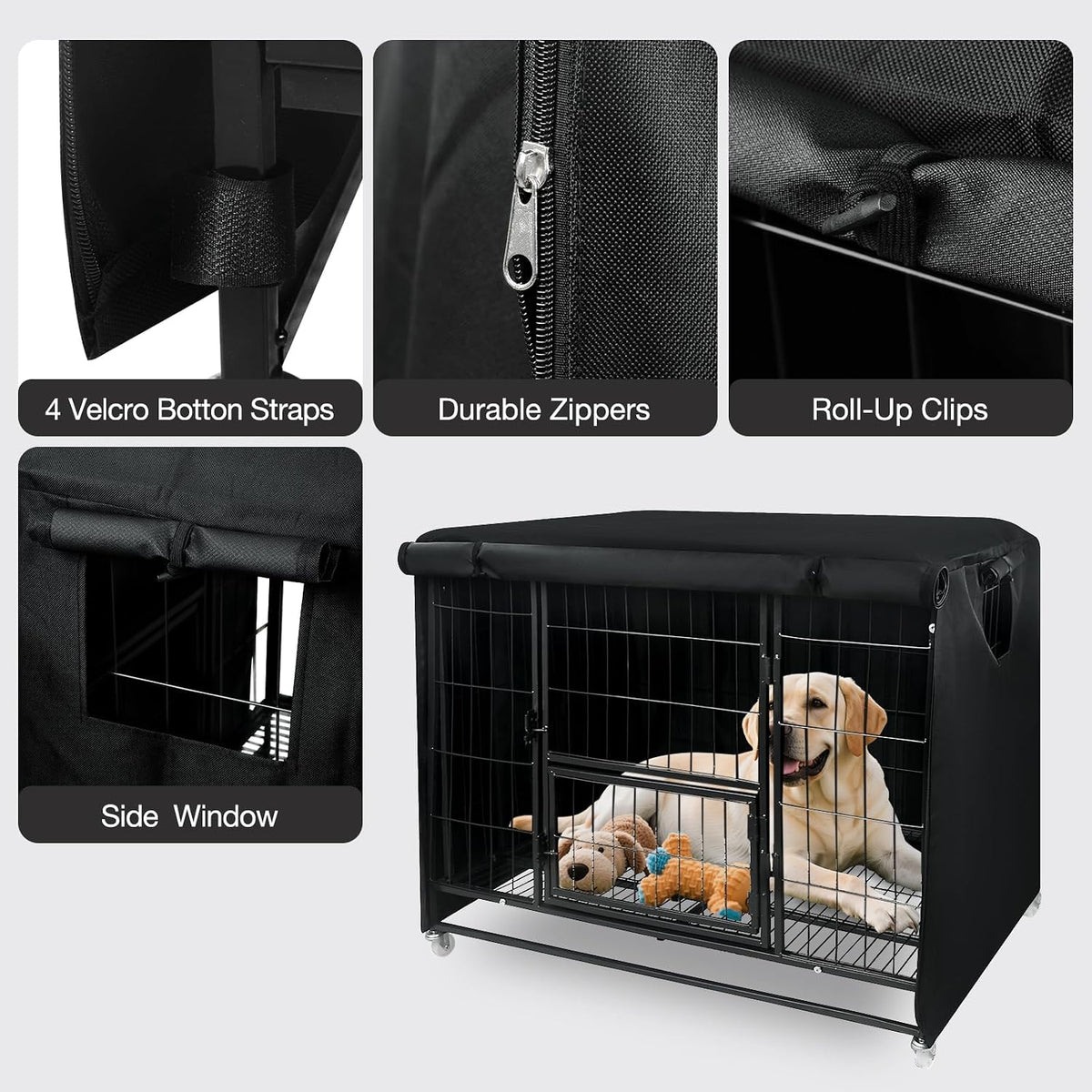 VURIVO heavy duty dog cage cover fabric close up highlighting the durable scratch resistant material