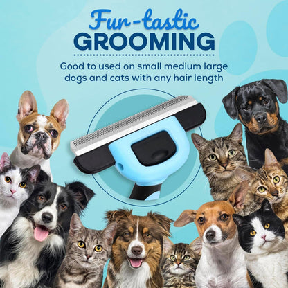 Sinko pet brush efficiently removing loose undercoat fur from a cat.