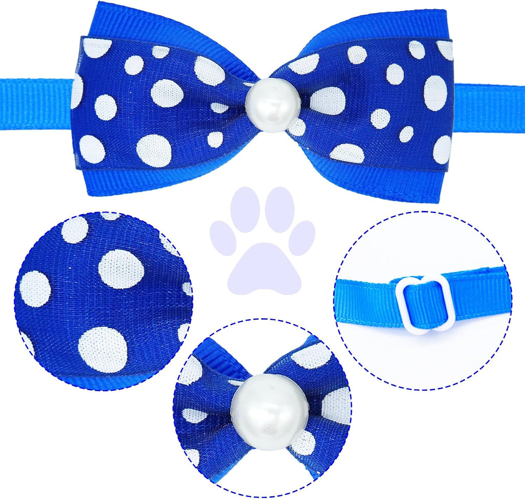 Soft ribbon male cat bow ties in plaid and striped patterns for formal pet styling.