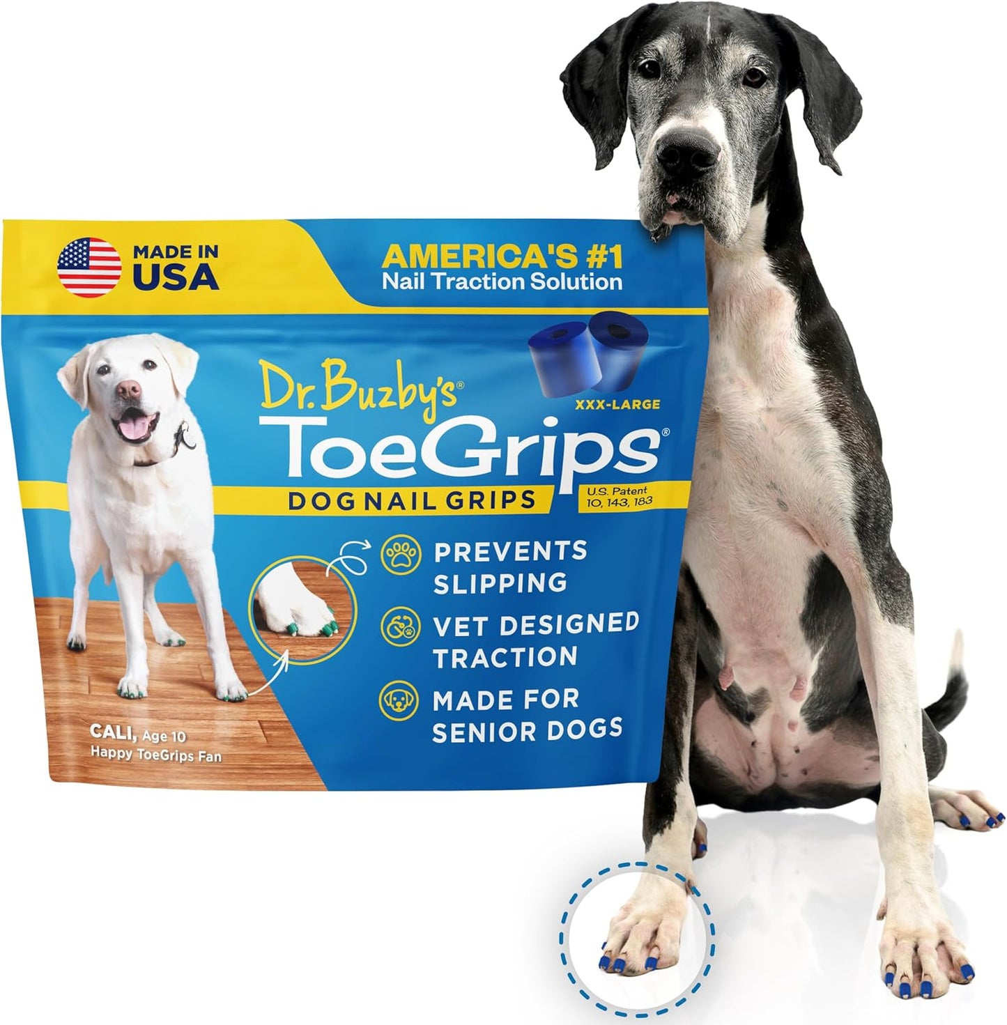 Dr Buzby's Large ToeGrips for Dogs - Instant Traction on Wood/Hardwood Floors - Anti Slip Relief - Grippers for Senior Dogs - Stop Sliding Instantly - Rubber Nails for Paws - 1 Pack (20 Grips) - Image 14