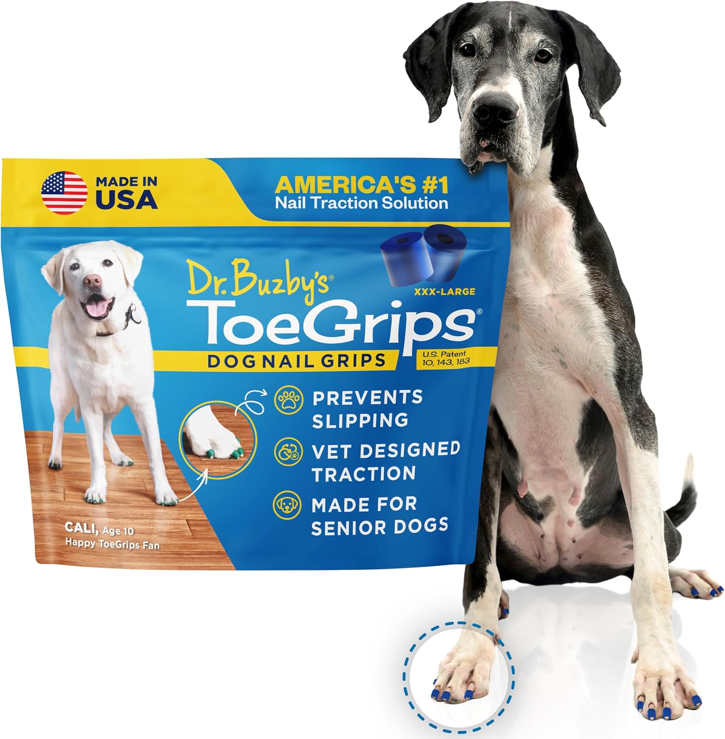 Dr Buzby's Large ToeGrips for Dogs - Instant Traction on Wood/Hardwood Floors - Anti Slip Relief - Grippers for Senior Dogs - Stop Sliding Instantly - Rubber Nails for Paws - 1 Pack (20 Grips) - Image 14