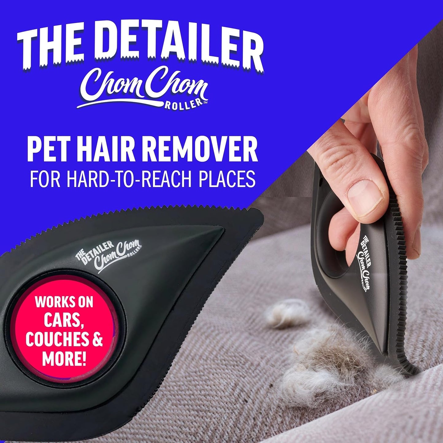 Compact ChomChom Detailer showing ridged scraping edge