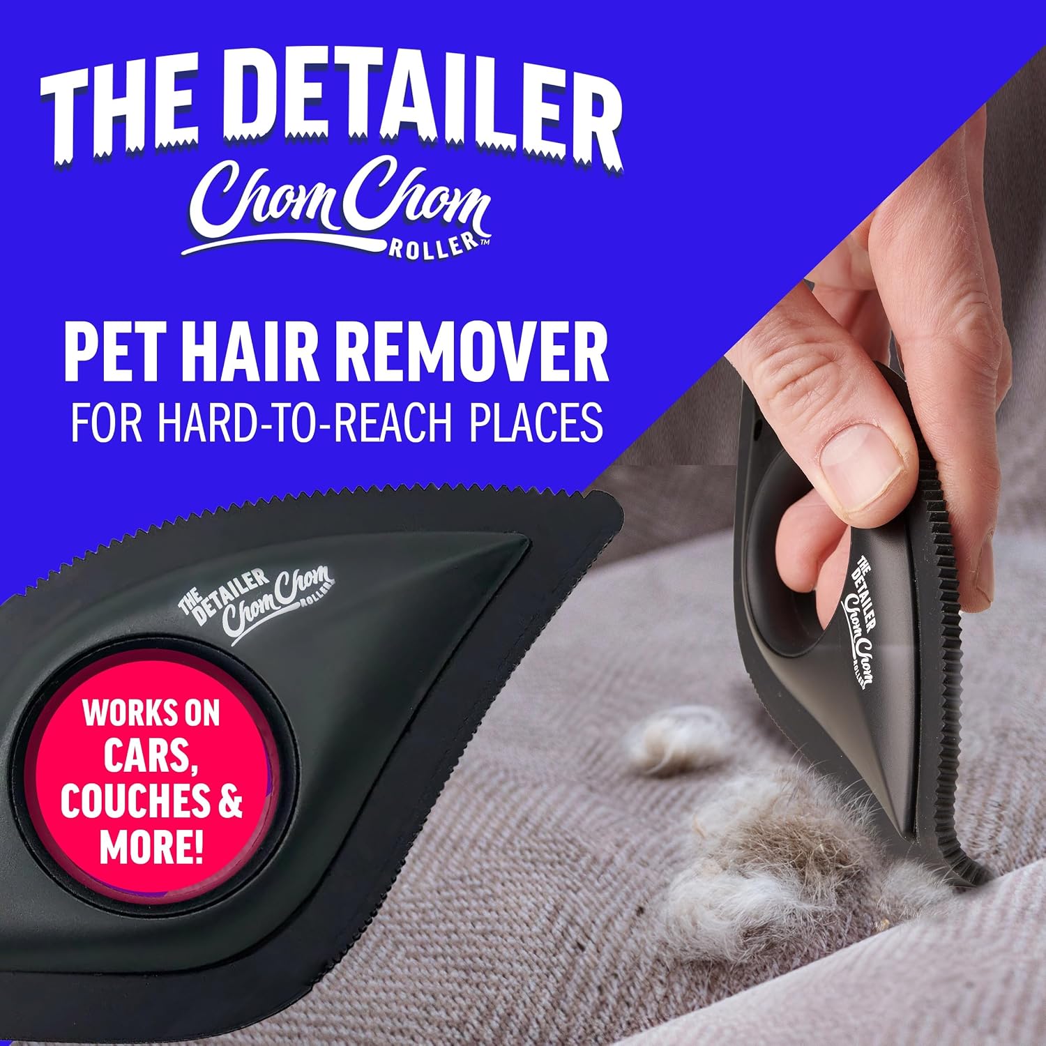 Compact ChomChom Detailer showing ridged scraping edge