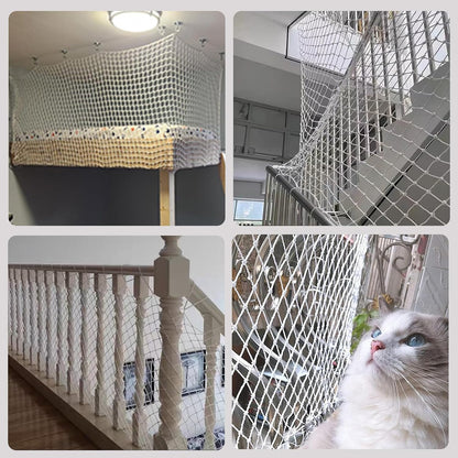 Detailed view of rope netting mesh size and quality
