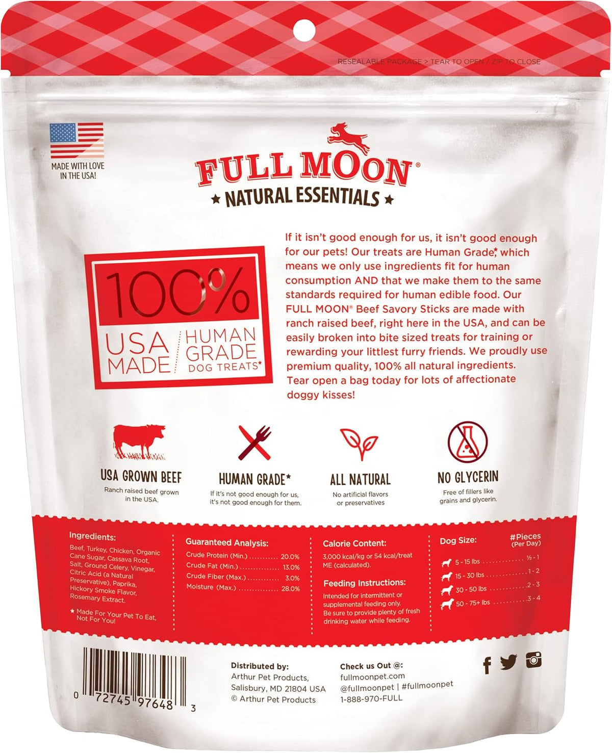 Full Moon beef dog treats 14 ounce pouch