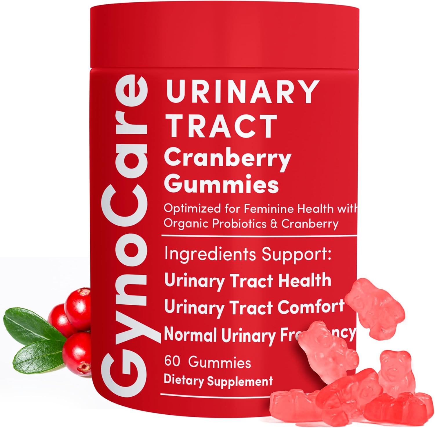 Terramed Just Think Comfort Cranberry Gummies front view for women urinary tract support