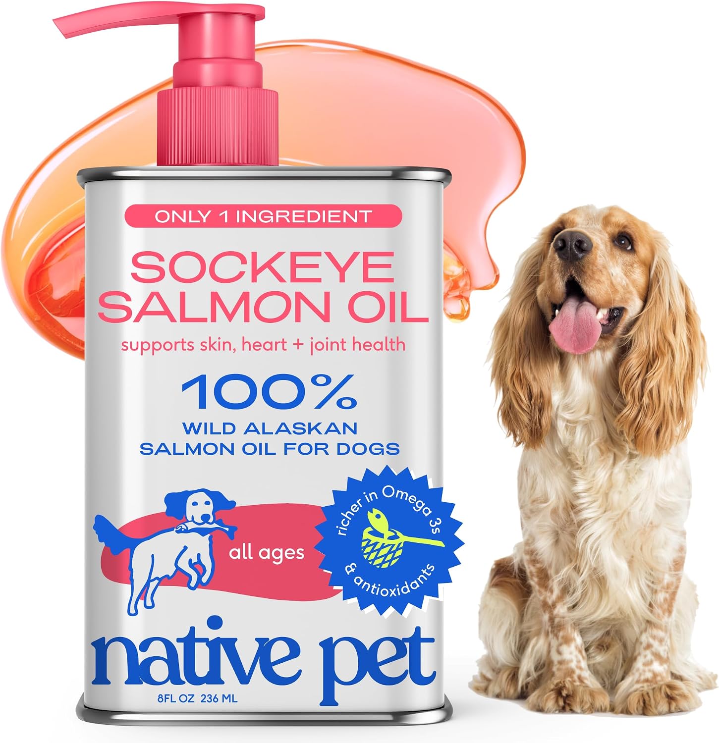Native Pet Omega 3 Fish Oil for Dogs & Cats - Wild Alaskan Salmon Oil for Dogs Skin and Coat, Supports Joints, Heart & Shedding - Fast-Absorbing Omega 3 6 9 Liquid Supplement - 8oz - Image 13