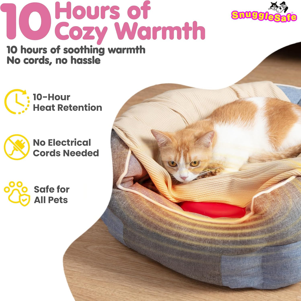 Snugglesafe heating disc inside a cat bed