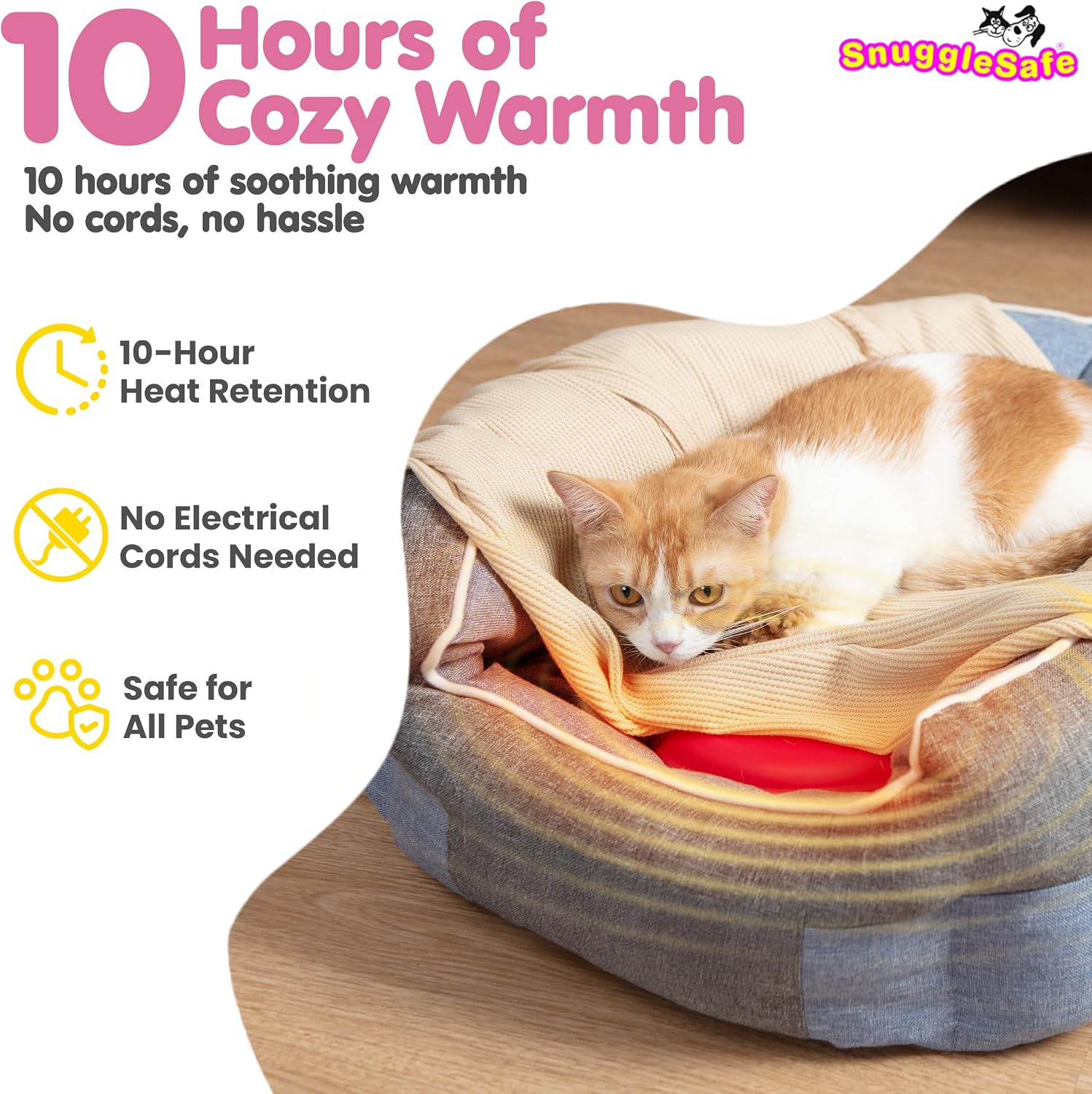 Snugglesafe heating disc inside a cat bed