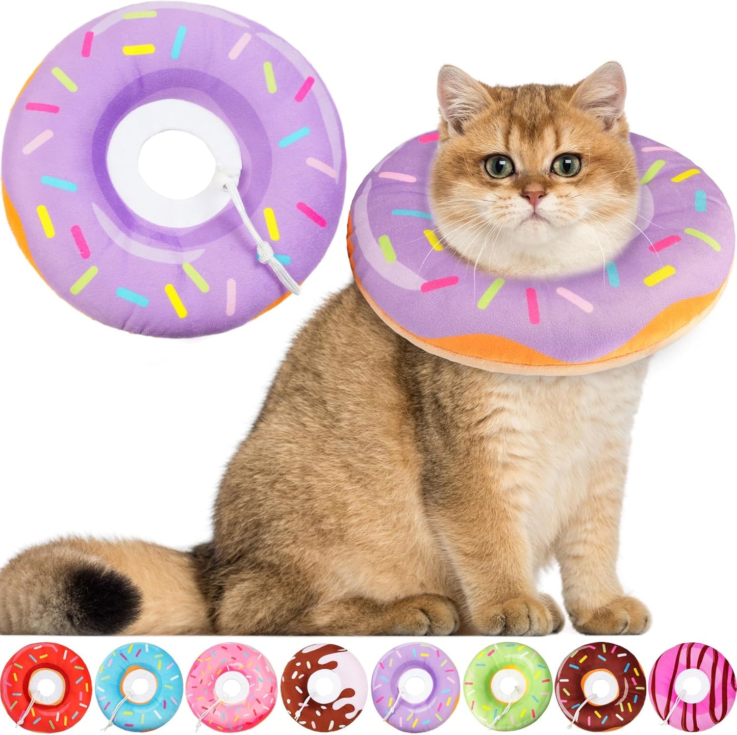 Hpetppy Cat Cone Collar Soft, Cat Recovery Collar for Wound Healing Cute Donut Adjustable Kitten Cones to Stop Licking Comfortable Lightweight Neck Elizabethan Collars for Kittens After Surgery - Image 10