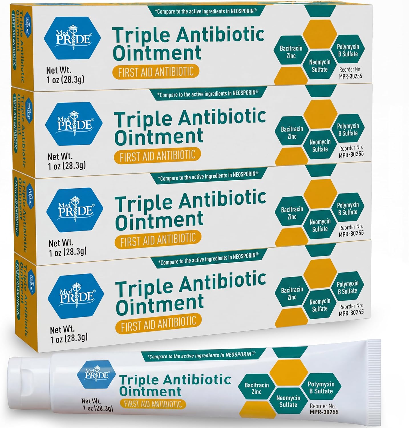 MED Pride triple antibiotic first aid ointment front view pack of four