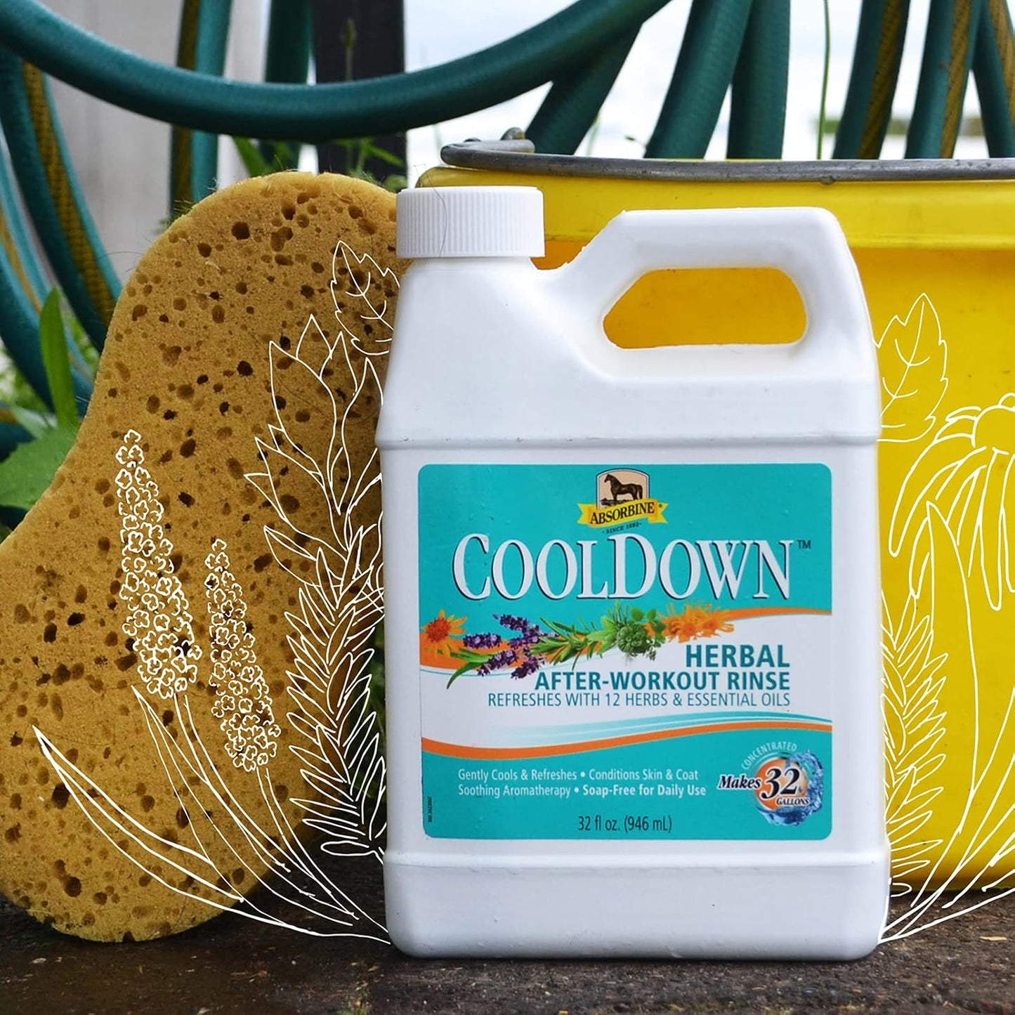 Absorbine CoolDown after workout cooling wash preparation with sponge and water.
