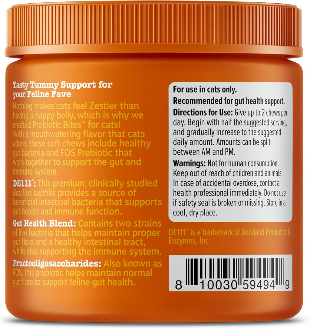 Feline digestive health supplement bites for sensitive stomach and hairball relief