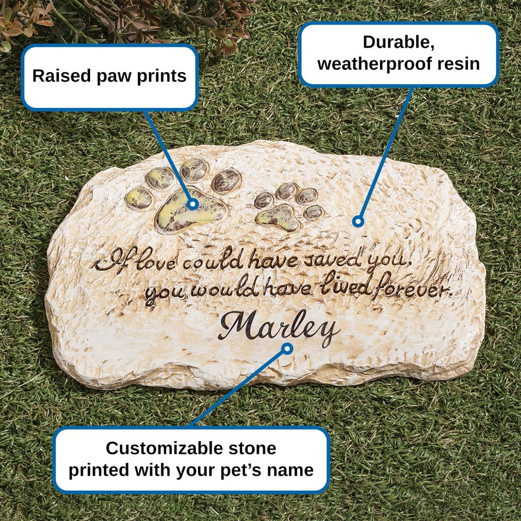 Weatherproof pet grave marker close up detail